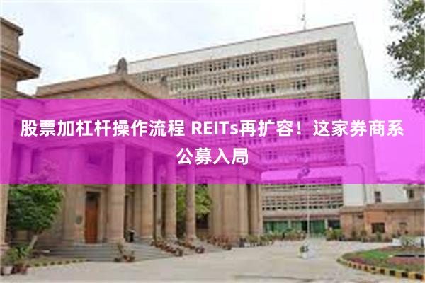 股票加杠杆操作流程 REITs再扩容！这家券商系公募入局